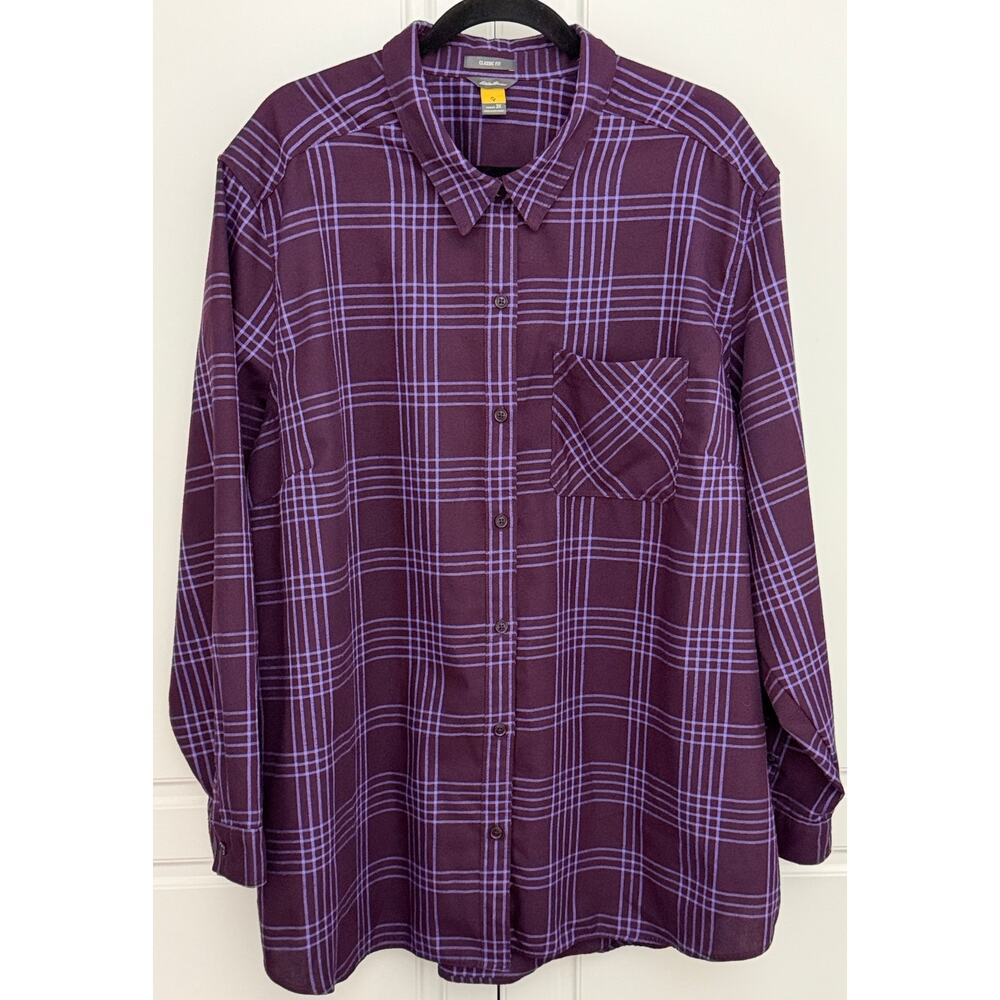 Eddie Bauer Women's Travex Classic Fit Plaid Flannel Shirt Size 3X  NWOT